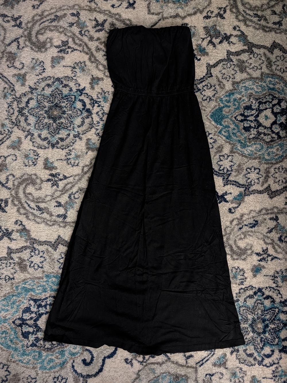 GAP Black Strapless Maxi Dress Size Small Comfort Knit Modal Blend